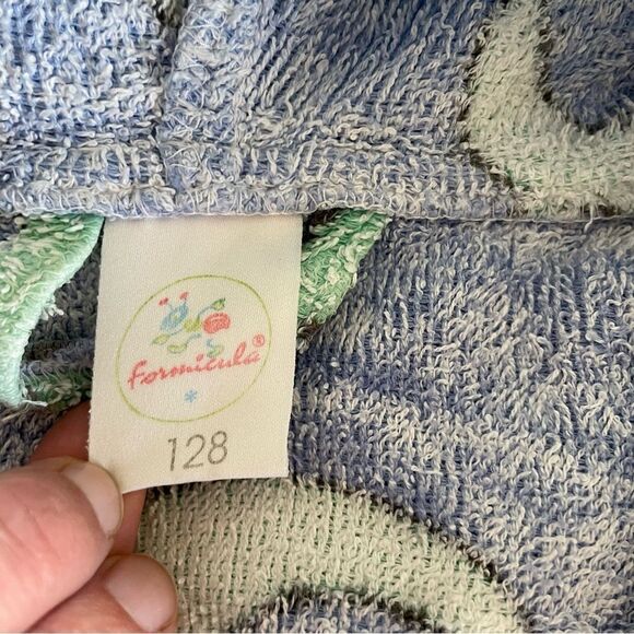 Kids Shark Print Hooded Robe - Blue and Green Dolphins with Pockets Size 6 - Picture 5 of 12